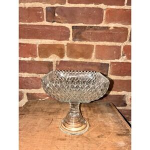 Indiana Glass Diamond Point Clear Compote Dish